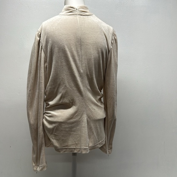 ALC Joss Top Blouse Mock Neck Long Sleeve Velvet Velour Ivory Cream Size 10 - Picture 4 of 10